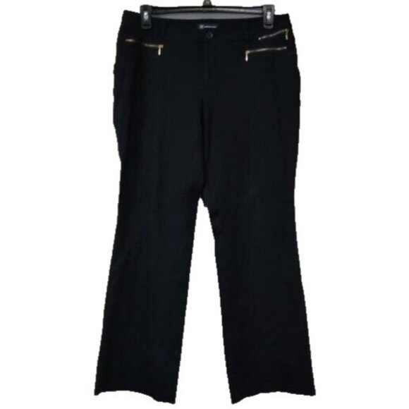INC International Concepts Womens Straight Dress Pants Sz 14 Black Zip Pocket - Picture 1 of 8